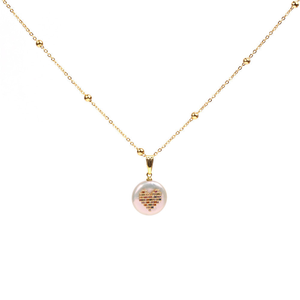 Micro-inlaid Zircon Bee Necklace, Twist-shaped Special-shaped Pearl Love Pendant Necklace