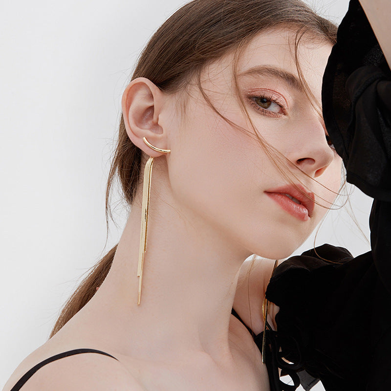 Tassel Earrings Female Temperament Simple Cold Style