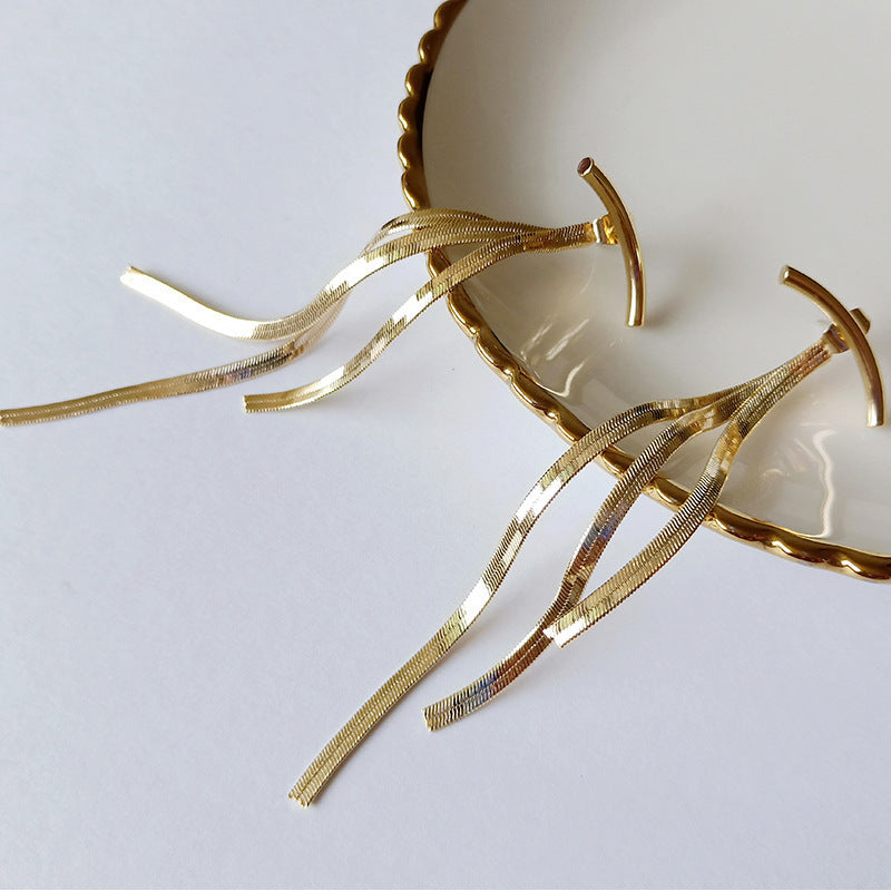 Tassel Earrings Female Temperament Simple Cold Style