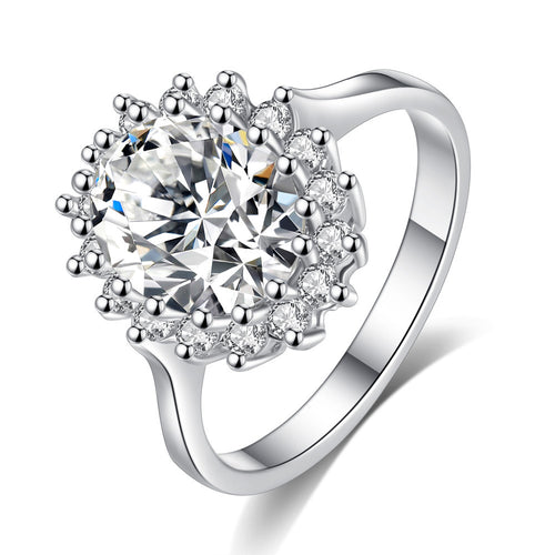 Fashion White Gold-plated Copper Ring With Zircon