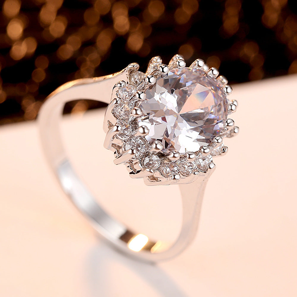 Fashion White Gold-plated Copper Ring With Zircon
