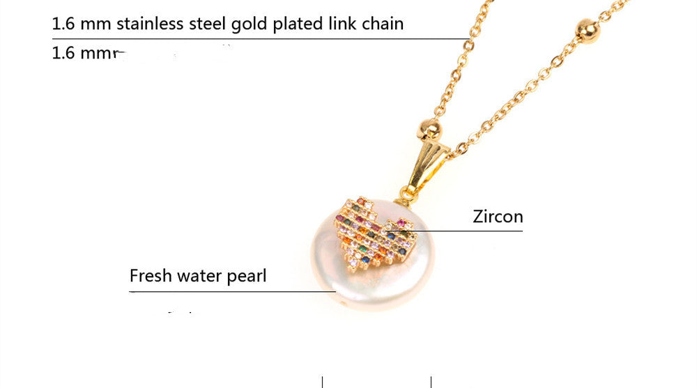 Micro-inlaid Zircon Bee Necklace, Twist-shaped Special-shaped Pearl Love Pendant Necklace